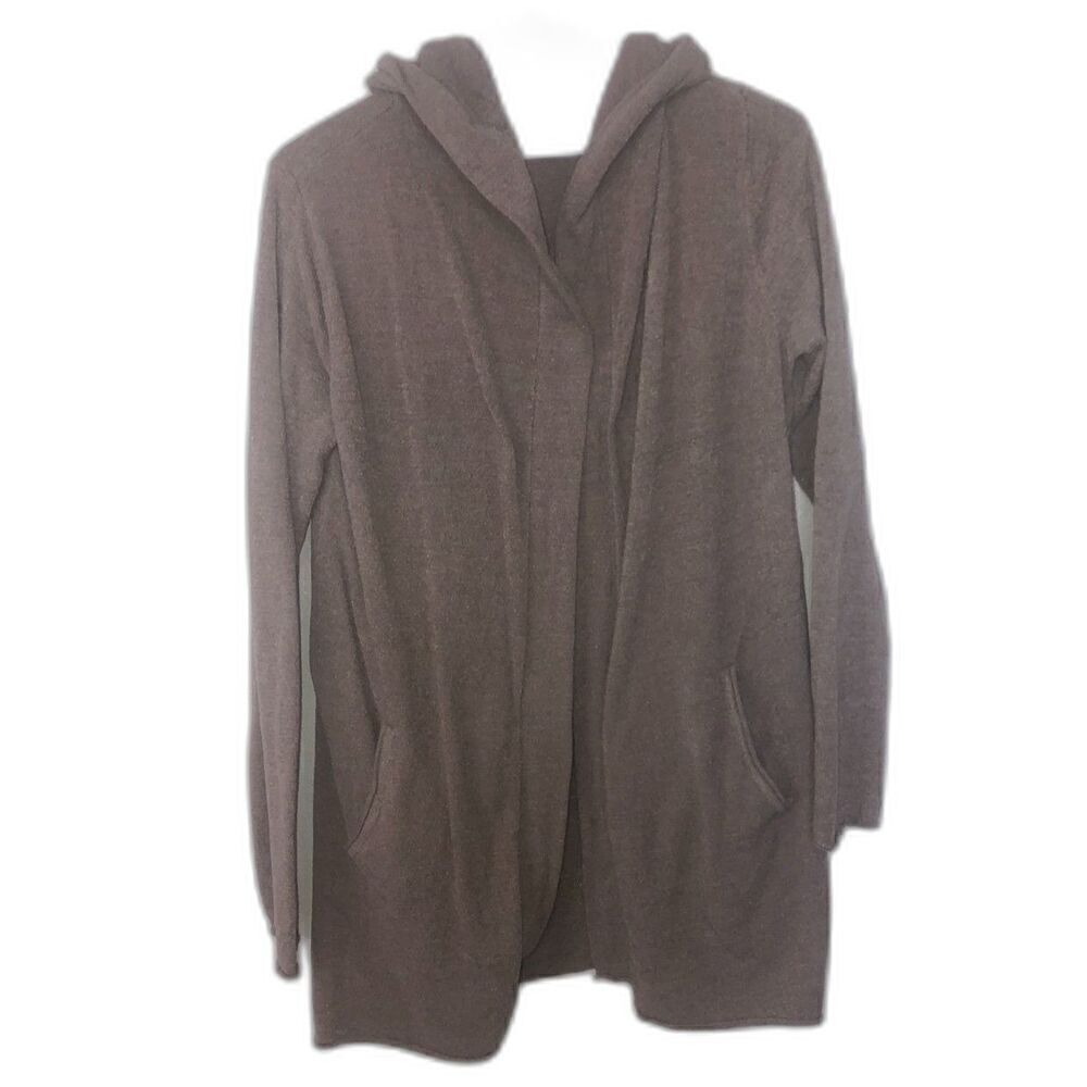 BAREFOOT DREAMS Open Front Cardigan Hood Women's Size Small Brown